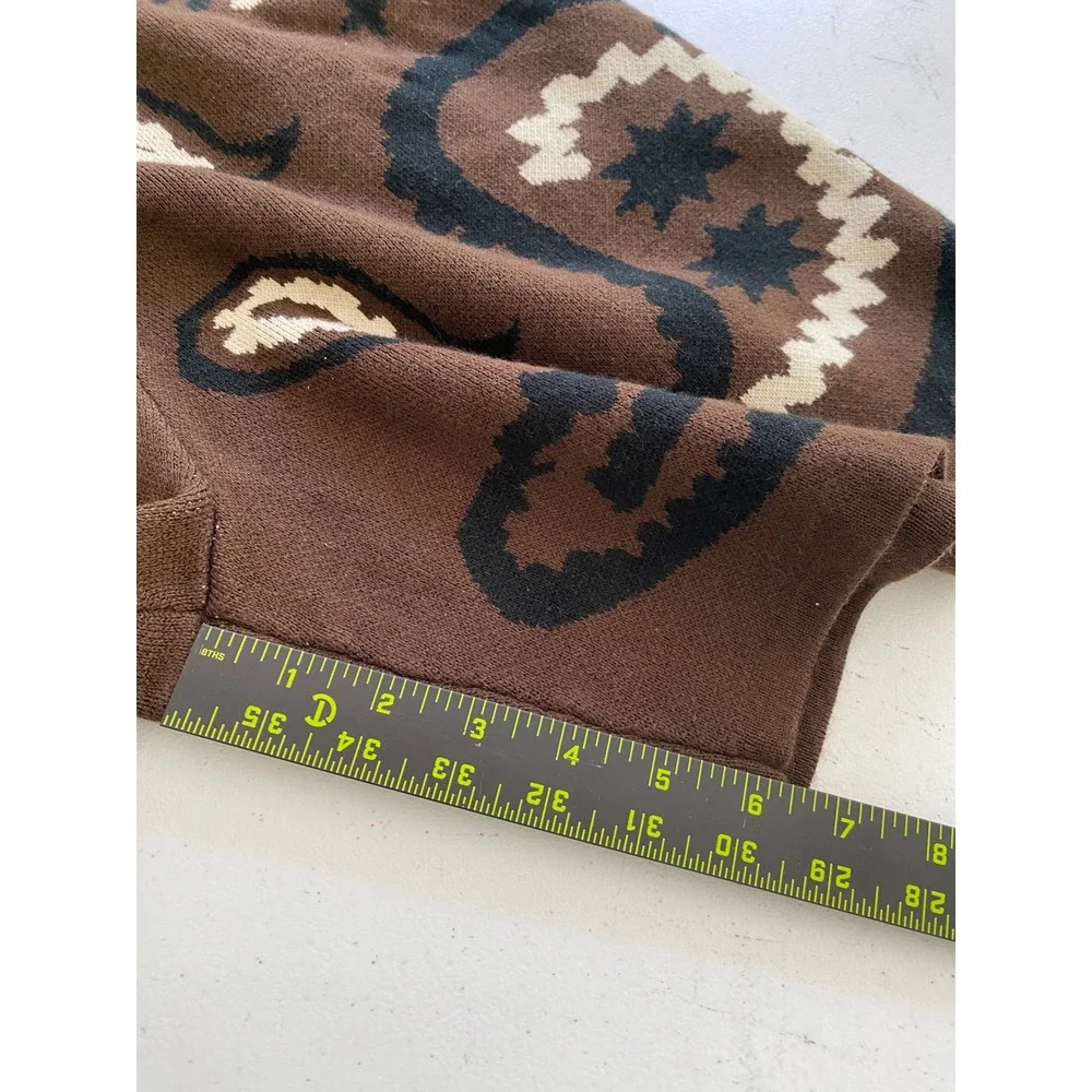 NOVAMEN Mens Sm Boho Western Festival Bandana Knit Shorts Cowboycore Rustic Luxe